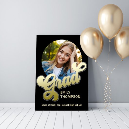 Afstudeerfeest Retro Gold Custom Foto Poster