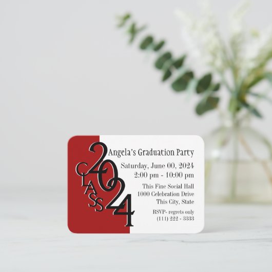 Afstudeerfeest Rode foto invoegen Kaart 2024 (Staand voorkant)