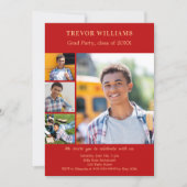 Afstudeerfeest rode fotocollage kaart (Voorkant)