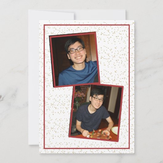 AFSTUDEERFEEST - RODE schoolkleuren - 2 foto's Kaart (Achterkant)