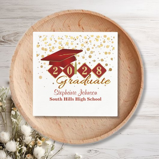 Afstudeerfeest Rood en Goud Servet