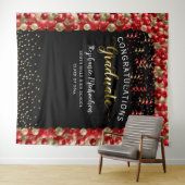 Afstudeerfeest Rood Gouden Ballonnen Slierten Wandkleed (In Situ (horizontaal))