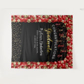 Afstudeerfeest Rood Gouden Ballonnen Slierten Wandkleed (Voorkant (horizontaal))