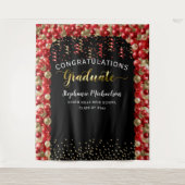 Afstudeerfeest Rood Gouden Ballonnen Slierten Wandkleed (Voorkant)