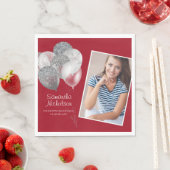 Afstudeerfeest Rood Zilver Glitter Ballonnen Foto Servet (Insitu)