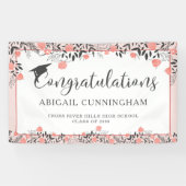 Afstudeerfeest Roos Gold Blush Bloemen Spandoek (Horizontaal)