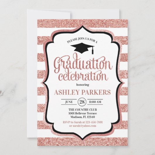 Afstudeerfeest - Roos Gold White Kaart (Voorkant)