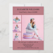 Afstudeerfeest roos gouden fotocollage kaart (Voorkant)