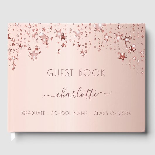 Afstudeerfeest roos gouden luxeklasse van 2024 gastenboek (Voorkant)