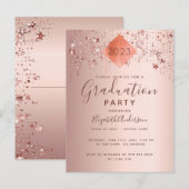 Afstudeerfeest roos gouden topper sterren 2025 briefkaart (Voorkant / Achterkant)