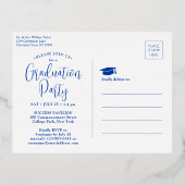 Afstudeerfeest Royal Blue 3 Photo Modern Script Folie Uitnodiging Briefkaart (Achterkant)