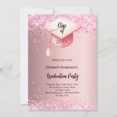 Afstudeerfeest roze confetti meisje kaart (Voorkant)