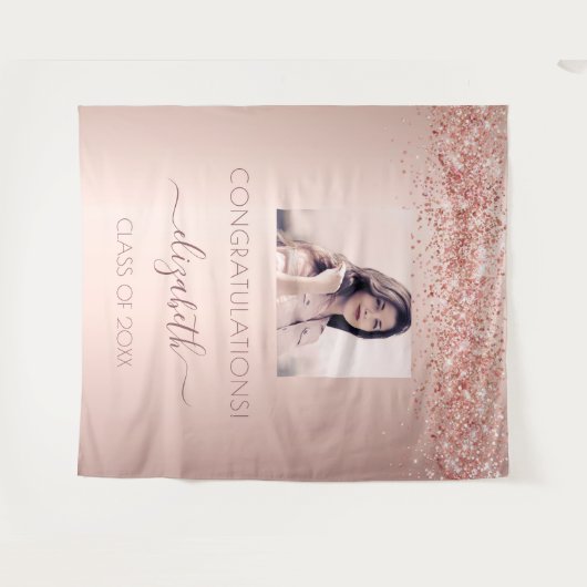 Afstudeerfeest roze goud blozen roze foto wandkleed (Voorkant (horizontaal))