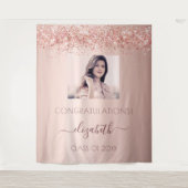 Afstudeerfeest roze goud blozen roze foto wandkleed (Voorkant)