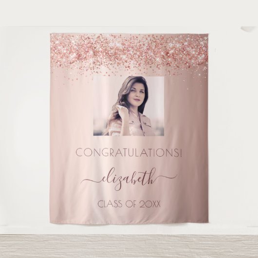 Afstudeerfeest roze goud blozen roze foto wandkleed (Voorkant)