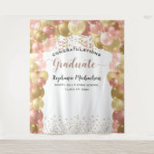 Afstudeerfeest Roze Gouden Ballonnen Slierten Wandkleed (Voorkant)