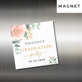 Afstudeerfeest roze gouden bloemensave the date magneet