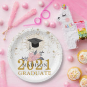 Afstudeerfeest Roze Gouden Klasse van 2021 Papieren Bordje (Feest)