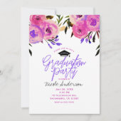 Afstudeerfeest Roze Paarse Bright Modern Floral Kaart (Voorkant)