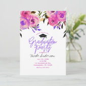 Afstudeerfeest Roze Paarse Bright Modern Floral Kaart (Staand voorkant)