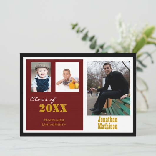 Afstudeerfeest Rust foto uitnodiging (Staand voorkant)