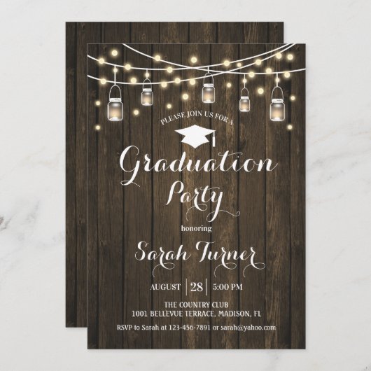 Afstudeerfeest - Rustiek Hout Kaart (Voorkant / Achterkant)