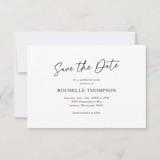 Afstudeerfeest Save the Date Kaart (Achterkant)