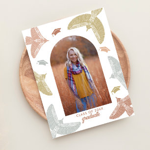 afstudeerfeest   Soaring Birds Boho Folk Art Aankondigingskaart