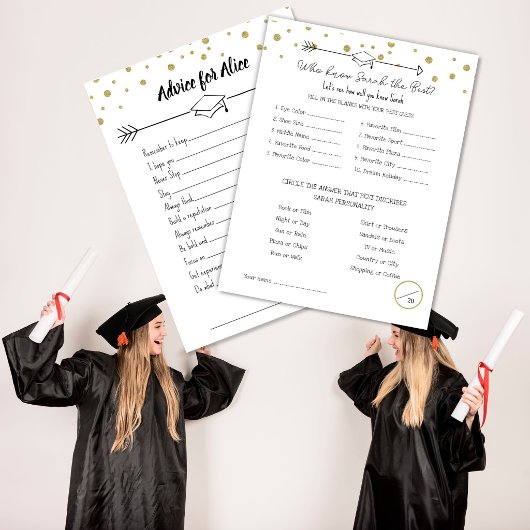 Afstudeerfeest spel, Ken de afgestudeerde spel,  Briefkaart