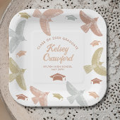 Afstudeerfeest stijgende Boho vogels en Petten Papieren Bordje