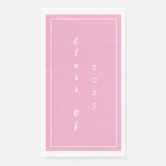 Afstudeerfeest Student Class of 2025 Pink White Servet (Voorkant)