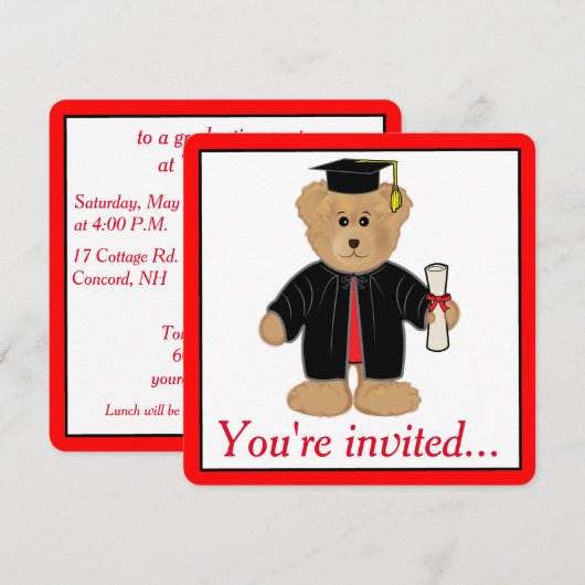 Afstudeerfeest Teddy Bear Pet en jurk Kaart (Voorkant / Achterkant)