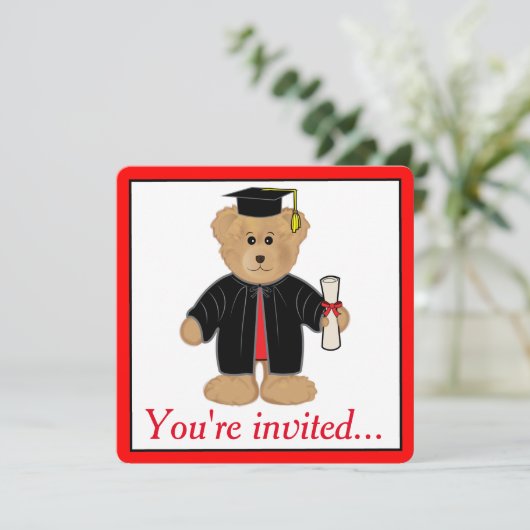 Afstudeerfeest Teddy Bear Pet en jurk Kaart (Staand voorkant)