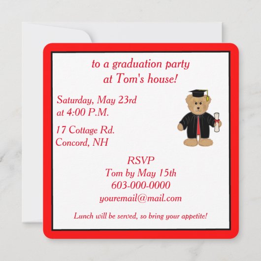 Afstudeerfeest Teddy Bear Pet en jurk Kaart (Achterkant)