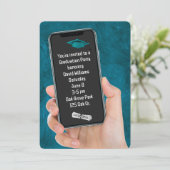 Afstudeerfeest tekstbericht op Blauwgroen leer Kaart (Staand voorkant)