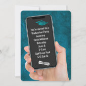 Afstudeerfeest tekstbericht op Blauwgroen leer Kaart (Voorkant)