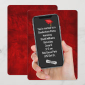 Afstudeerfeest tekstbericht op rood leer kaart (Voorkant / Achterkant)