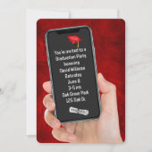 Afstudeerfeest tekstbericht op rood leer kaart (Voorkant)