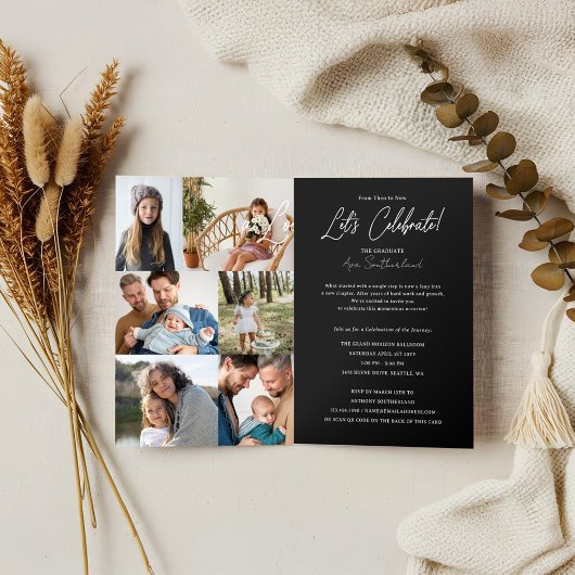 Afstudeerfeest Toen & Nu Afstudeerder Fotocollage Drieluik Aankondiging