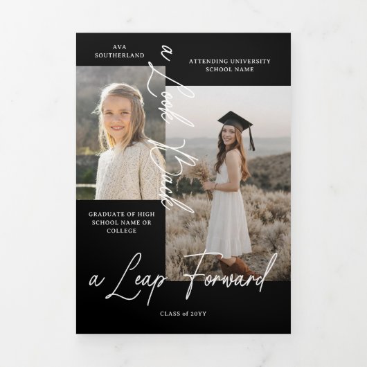 Afstudeerfeest Toen & Nu Afstudeerder Fotocollage Drieluik Aankondiging (Cover)