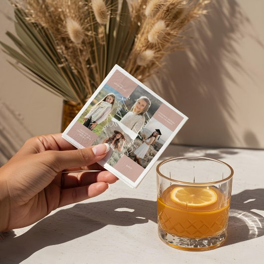 Afstudeerfeest Toen & Nu Afstudeerder Fotocollage Servet