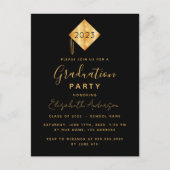 Afstudeerfeest topper zwart goud uitnodiging (Voorkant)