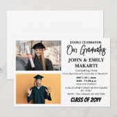 Afstudeerfeest, twee afgestudeerden kaart (Voorkant / Achterkant)