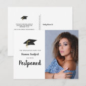 Afstudeerfeest uitgesteld fotoscript briefkaart (Voorkant / Achterkant)