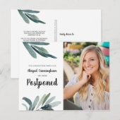 Afstudeerfeest uitgesteld Waterverf groen Briefkaart (Voorkant / Achterkant)