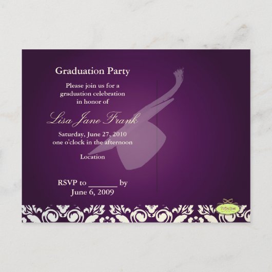 Afstudeerfeest uitnodigen briefkaarten (Achterkant)