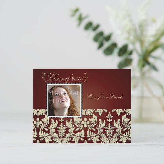 Afstudeerfeest uitnodigen briefkaarten (Staand voorkant)