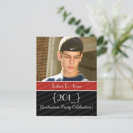 Afstudeerfeest uitnodigen briefkaarten (Staand voorkant)