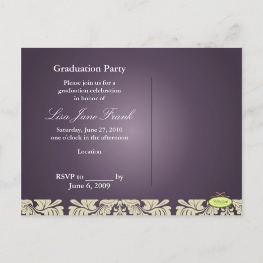 Afstudeerfeest uitnodigen briefkaarten (Achterkant)