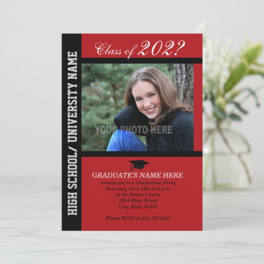 Afstudeerfeest Uitnodigen-Dark Red-2 Kaart (Staand voorkant)